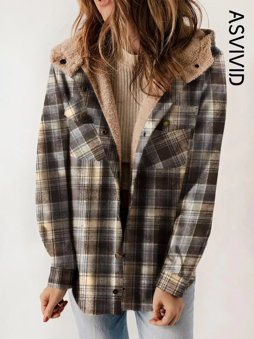 Plaid Hooded Casual Outerwear