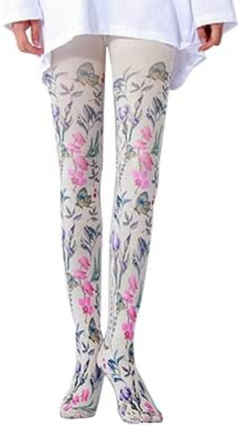 Women Tights, Opaque High Waist Pantyhose, Vintage Control Top Stockings